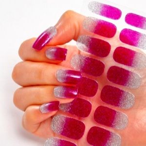 Hot Pink Full Cover Nail Art Stickers Self Adhesive Decal Strips.